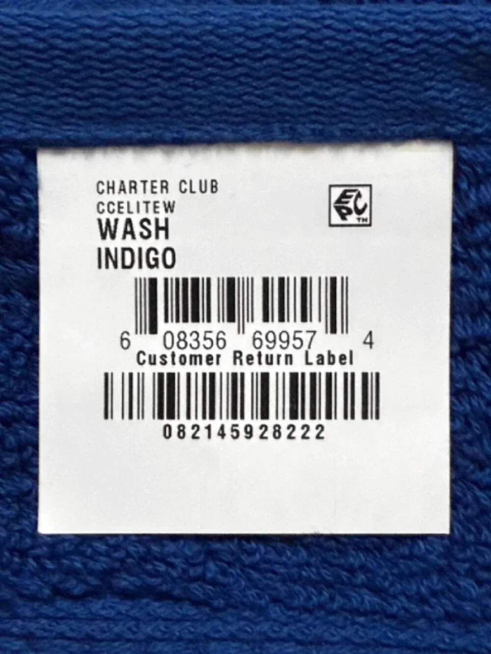 3 new INDIGO BLUE Charter Club Elite 100% Hygro Cotton 13x13 inch WASHCLOTHS